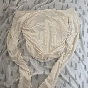 Edikted Womens Long Sleeve Off the Shoulder Cream Top